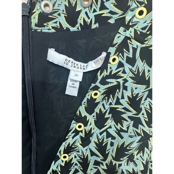 DEREK LAM 10 Crosby Dress Womens 20 Green Grommet Detail V-Neck Silk Blend Lined - Picture 3 of 6